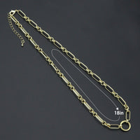 Mixed Papperclip Gold Link Chain necklace with Round Clasp, sku#EF804
