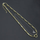 Mixed Papperclip Gold Link Chain necklace with Round Clasp, sku#EF804