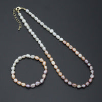 Multicolor Freshwater Pearl necklace Bracelet, Sku#EF805