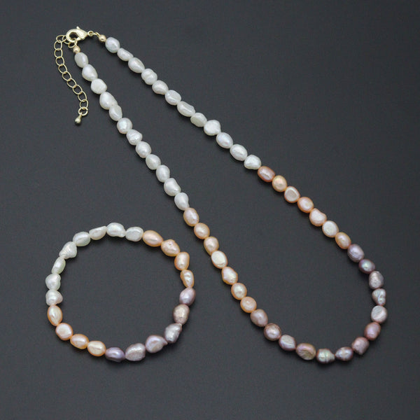 Multicolor Freshwater Pearl necklace Bracelet, Sku#EF805