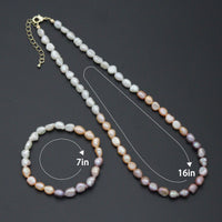 Multicolor Freshwater Pearl necklace Bracelet, Sku#EF805