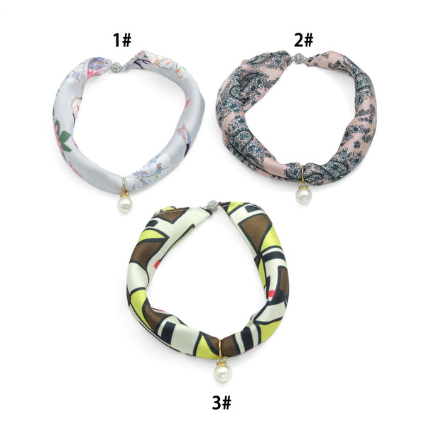 Scarf Necklace with Pearl Pendant, sku#EF807