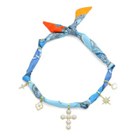Convertible Scarf Necklace, Adjustable Silk Scarf Statement Necklace, sku#EF808-1