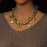 Convertible Scarf Necklace, Adjustable Silk Scarf Statement Necklace, sku#EF808-1