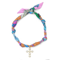 Convertible Scarf Necklace, Adjustable Silk Scarf Statement Necklace, sku#EF808-1