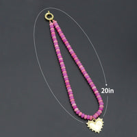 Mixed Pink Roundelle Jade beads necklace with heart, sku#EF809