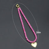 Mixed Pink Roundelle Jade beads necklace with heart, sku#EF809