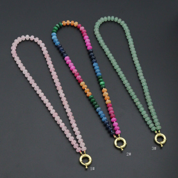 Pink Rainbow adventure green Roundelle Gemstone necklace, sku#EF810