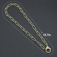 Paperclip Link Chain Necklace with CZ Lobster, sku#EF816