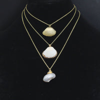 Associated Natural Seashell Pendant charm, Gold Trim Shell pendant charm, Assorted Seashells, Sku#EF823
