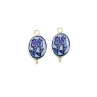 ceramic Tulip flower charm, vintage charm for necklace bracelet jewelry making, Sku#EF819