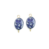 ceramic Tulip flower charm, vintage charm for necklace bracelet jewelry making, Sku#EF819