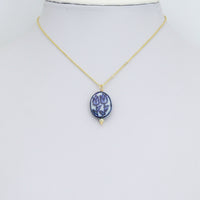 ceramic Tulip flower charm, vintage charm for necklace bracelet jewelry making, Sku#EF819