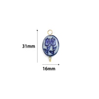 ceramic Tulip flower charm, vintage charm for necklace bracelet jewelry making, Sku#EF819