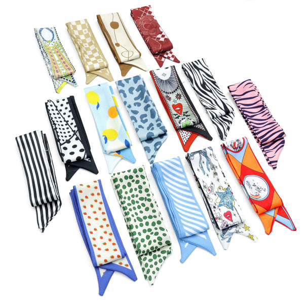 15 Asssorted colors Narrow scarf for scarf necklace making, hair&bag scarves accessories, EF824s