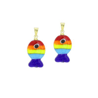 Colorful Enamel  Rainbow Fish Pendant For Necklace Bracelet Jewelry Making Supply, Fish Charm, Sku#EF825