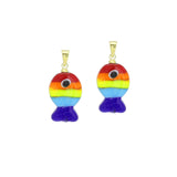 Colorful Enamel  Rainbow Fish Pendant For Necklace Bracelet Jewelry Making Supply, Fish Charm, Sku#EF825