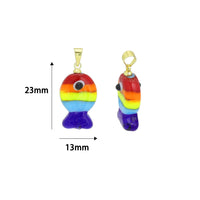 Colorful Enamel  Rainbow Fish Pendant For Necklace Bracelet Jewelry Making Supply, Fish Charm, Sku#EF825