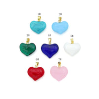 Crystal Stone Heart Pedant For Necklace Bracelet Jewelry Making Supply, Stone Heart Charm, Sku#EF826
