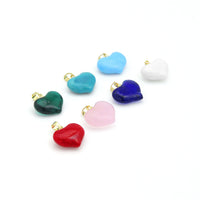 Crystal Stone Heart Pedant For Necklace Bracelet Jewelry Making Supply, Stone Heart Charm, Sku#EF826