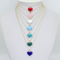 Crystal Stone Heart Pedant For Necklace Bracelet Jewelry Making Supply, Stone Heart Charm, Sku#EF826