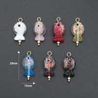 Handmade Colorful Glitter Fish Charm, lucky fish charm, lucky evil eye charm,Sku#EF826