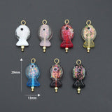 Handmade Colorful Glitter Fish Charm, lucky fish charm, lucky evil eye charm,Sku#EF826