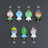 Striped Glass Fish Charm, Fish Charm Pendant, Sku#EF827