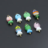 Striped Glass Fish Charm, Fish Charm Pendant, Sku#EF827