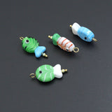 Striped Glass Fish Charm, Fish Charm Pendant, Sku#EF827