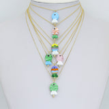 Striped Glass Fish Charm, Fish Charm Pendant, Sku#EF827