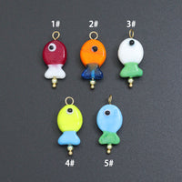 Coloful Fish Charm Pendant-handmade ocean-inspired pendant, Sku#EF828