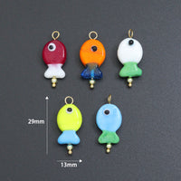 Coloful Fish Charm Pendant-handmade ocean-inspired pendant, Sku#EF828