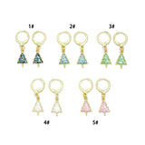 Abalone Mother of Pearl Cedar Tree Hoop Earrings, Christmas tree earrings, Sku#EF831