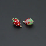 Ceramic Strawberry Square Oval Flower Charm Pendant, Sku#EF835