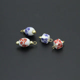 Ceramic Strawberry Square Oval Flower Charm Pendant, Sku#EF835