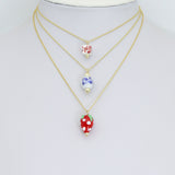 Ceramic Strawberry Square Oval Flower Charm Pendant, Sku#EF835