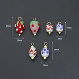 Ceramic Strawberry Square Oval Flower Charm Pendant, Sku#EF835
