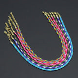 Vibrant Tribal Woven Cord Necklace with Gold Extender Chains,Sku#EF840