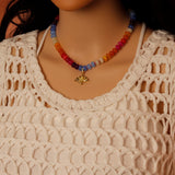 New color, Natural Roundelle Gemstone Beads Necklace,Sku#EF842