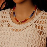New color, Natural Roundelle Gemstone Beads Necklace,Sku#EF842