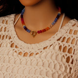 New color, Natural Roundelle Gemstone Beads Necklace,Sku#EF842