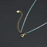 Light Blue Cubic Zirconia Faceted Bead Station Necklace with Freshwater Pearls, sku#EF843