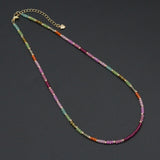 Multi-Color Cubic Zirconia Faceted Bead Necklace, sku#EF847