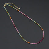 Multi-Color Cubic Zirconia Faceted Bead Necklace, sku#EF847