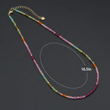 Multi-Color Cubic Zirconia Faceted Bead Necklace, sku#EF847