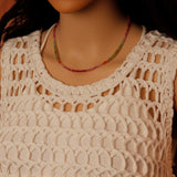 Multi-Color Cubic Zirconia Faceted Bead Necklace, sku#EF847
