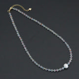 Clear Crystal Faceted Bead Station Choker with Freshwater Pearl, sku#EF848