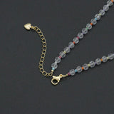 Clear Crystal Faceted Bead Station Choker with Freshwater Pearl, sku#EF848