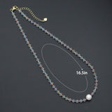 Clear Crystal Faceted Bead Station Choker with Freshwater Pearl, sku#EF848